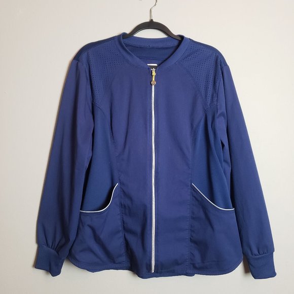 Cherokee Jackets & Coats Cherokee Luxe Sport Navy Blue Zip Front